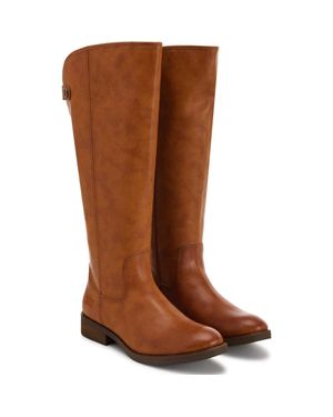 FRYE and CO Kellie Button Tan Leather Knee High Riding Boots Hawk1041 - Brown