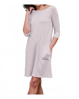 YALEA Rita Boatneck A-Line Bamboo Dress With Pockets - Multicolor