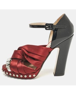 N°21 N°21 Burgundy/ Patent Leather And Satin Ankle Strap Sandals - White