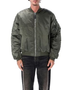 Alpha Industries Bomber Jacket With Zip Front And Sleeve Pocket - Gray