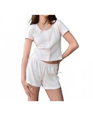 Theme Reese Lace Heart Pointelle Baby Tee - White