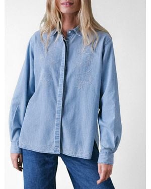 Camp Cove Swim Stella Embroidered Denim Blouse - Blue