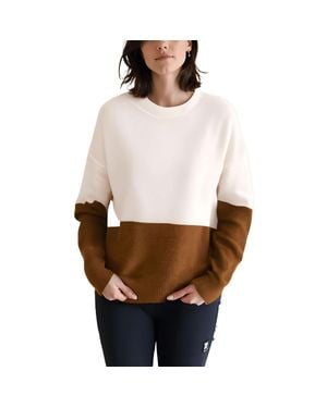 Sam and Jess Colorblock Knit Crewneck Sweater - White