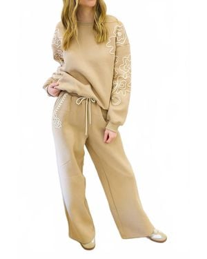 Apricot Cornelli Embroidered Trouser - Natural