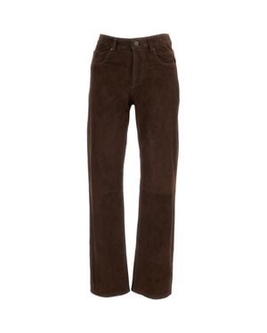 Arma Suede Straight-Leg Pants - Brown