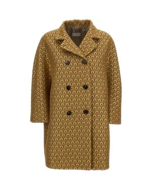 Alberto Biani Geometric Lurex Jacquard Coat - Metallic