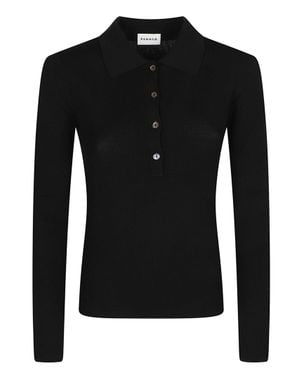 P.A.R.O.S.H. Long Polo Neck Ribbed Wool Polo Shirt - Black