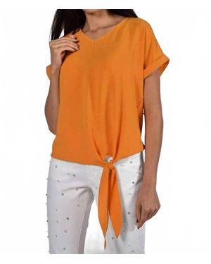 FRANK LYMAN Obelia V Neck Tie Front Top - Orange