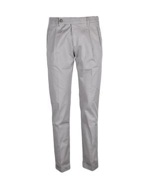 Berwich Light Cotton Stretch Pants With Modern Slim Fit - Gray