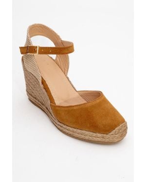 Forever & Always Shoes Sinta Suede Leather Platform Espadrille - White