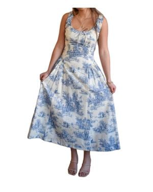 AUREUM Toile Midi Dress - Blue