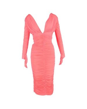 Alex Perry Marin Ruched Midi Dress - Pink