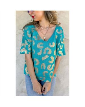 Amoli Leopard Knit Top - Blue