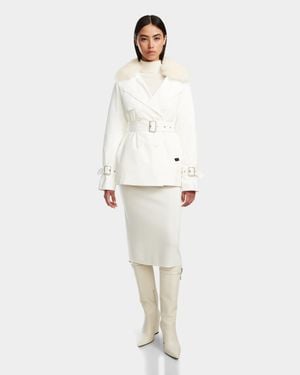 Rudsak Elenor Short Trench With Removable Shearling Collar - White