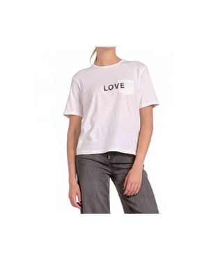 Elan Love Graphic Tee With Chest Pocket - White