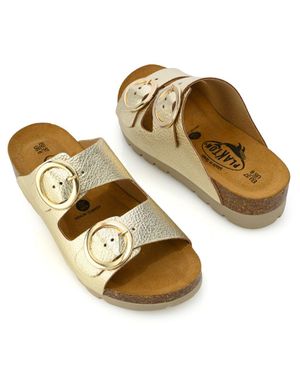 Plakton Cora Slide-On Dual Strap Adjustable Sandals - Metallic