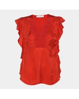 Sandro Crepe Ruffled Tops - Red