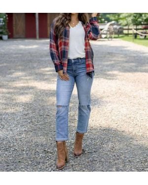 Grace and Lace Reversible Plaid Shirt - Gray