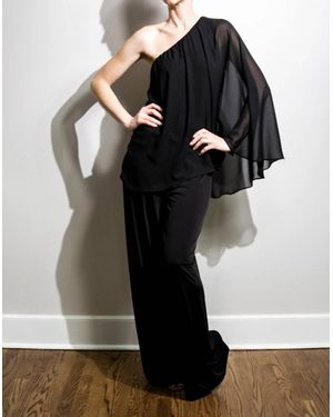 Betsy Moss Muse Off-Shoulder Jumpsuit - Black