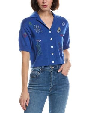 Mother The Boxy Raquette Wool Top - Blue