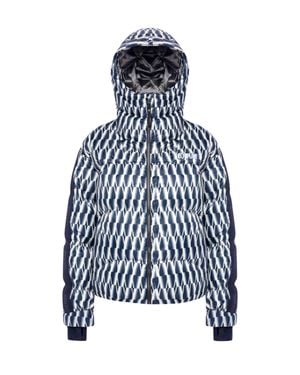 Colmar Puffy Cropped Down Jacket With Optical Print - Blue