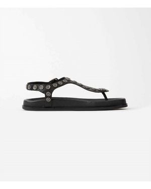 Seychelles Sunday Funday T-Strap Studded Sandals - Black