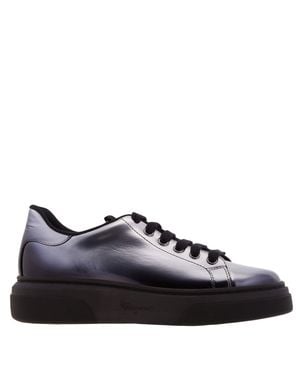 Ferragamo Ferragamo Cassandra Low-Top Leather Sneakers, Size 7 - Metallic
