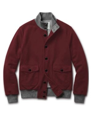 BLUSONARY Burgundy Blouson Jacket With Ribbed Accents - Red