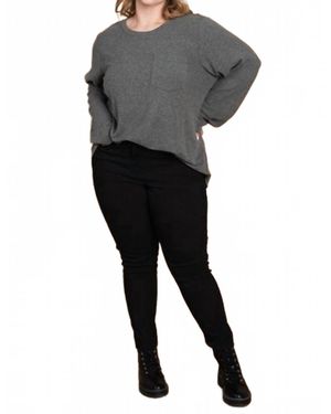 Cotton Bleu Curvy Long Sleeve Tshirt - Black