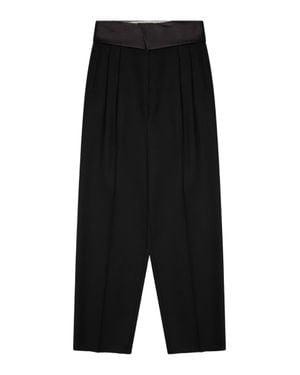 Alysi High-Waisted Tailored Virgin Wool Straight-Leg Pants - Black