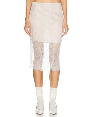 Enza Costa Sheer Lace Slip Skirt - White