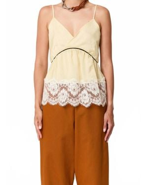 Plan C Striped Cami With Lace - Multicolor