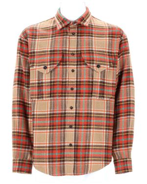 DSquared² Plaid Military Button-Up Wool-Blend Shirt - Brown