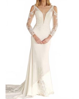 Nox Anabel Long Sleeve Bridal Gown - White