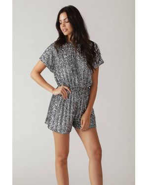 TRUEDAMES Time Flies Sequin Romper - Metallic