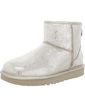 UGG Classic Mini Metallic Sparkle Leather Fur Ankle Boots