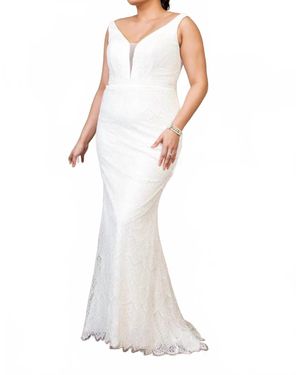 Elizabeth K Long Sleeveless Wedding Dress - White