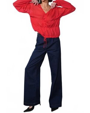 Greylin Lainey Flowy Button Front Blouse - Red