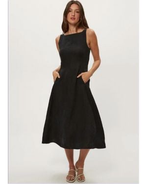 Michael Stars Palmira Fit And Flare Midi Dress - Black