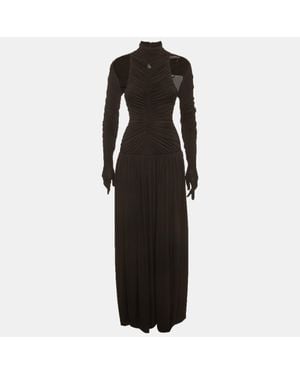 Chats by C.Dam Chats By C. Dam Crepe Knit Ruched High Neck Maxi Dress - Black