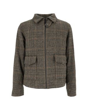 Aspesi Short Structured Jacket With Classic Checkered Pattern - Green