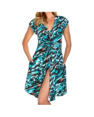 Miraclesuit Animal Style Cap Sleeve Cover Up Dress - Blue