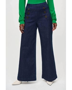 Joseph Ribkoff High Rise Wide-Leg Sailor Jean - Blue