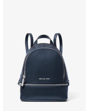 Michael Kors Outlet Rhea Extra-Small Pebbled Leather Backpack - Blue