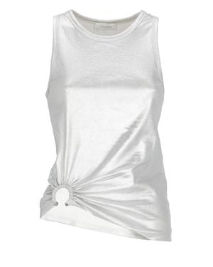 Rabanne Metal Accent Cotton Tank Top - White
