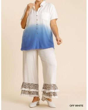 Umgee Dip Dyed Button Down Plus Shirt - Blue