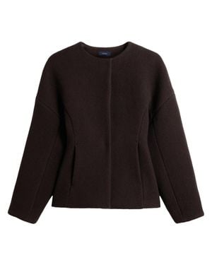 Soeur Boxy Cropped Jacket With Textured Fabrication - Black