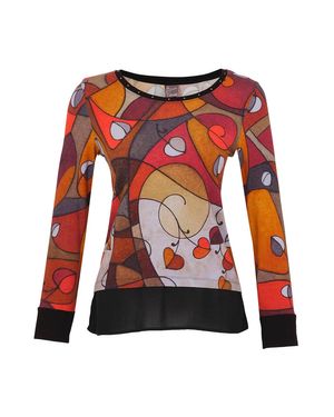 Dolcezza Simply Art Heart Leaves Tunic Top - Red