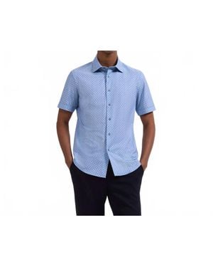 Bugatchi Miles Ooohcotton Geometric Short Sleeve Shirt - Blue
