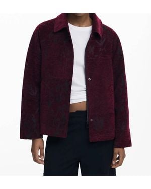 Desigual Enri Chenille Snap And Zip Jacket - Purple
